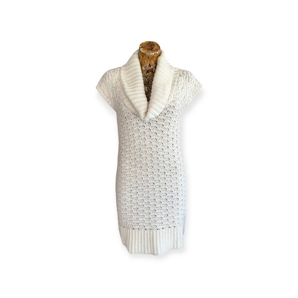 Stradivarius sweater dress tunic turtleneck cream large knit - Picture 1 of 7